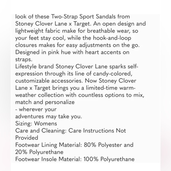 STONEY CLOVER LANE X TARGET 2 Strap Sandal, Pink, NWT, size 7 - Picture 3 of 8